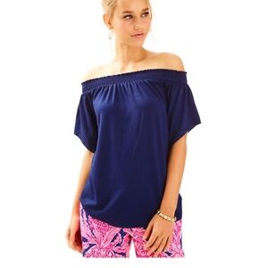 Lilly Pulitzer Navy Blue Off-Shoulder Top